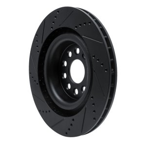 Tesla Model S Brake Rotor (1) - Rear Right - R1 Concepts - Drilled & Slotted - Black - `12-`21